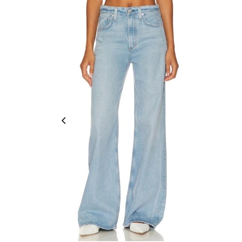 Citizens of Humanity Paloma Baggy Wide Leg Jeans Light Wash Raw‎ Hem Size 26